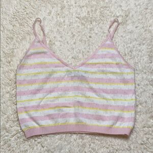 Forever 21 pink/white/yellow crop top size Medium